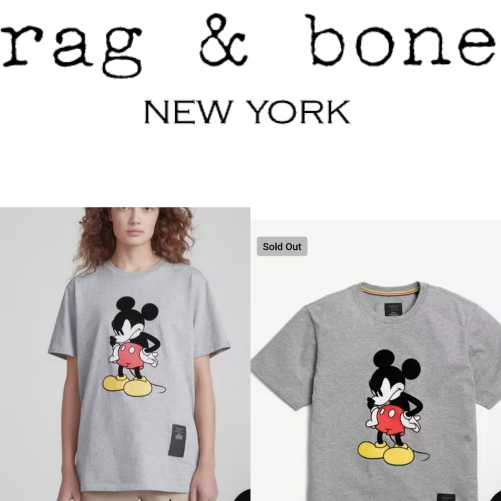 Rag & Bone Collaboration Mickey Mouse Graphic Designer Tee Shirt Unisex EUC sz S